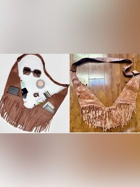 SASH BAG Brown Leather Fringe~MINT!